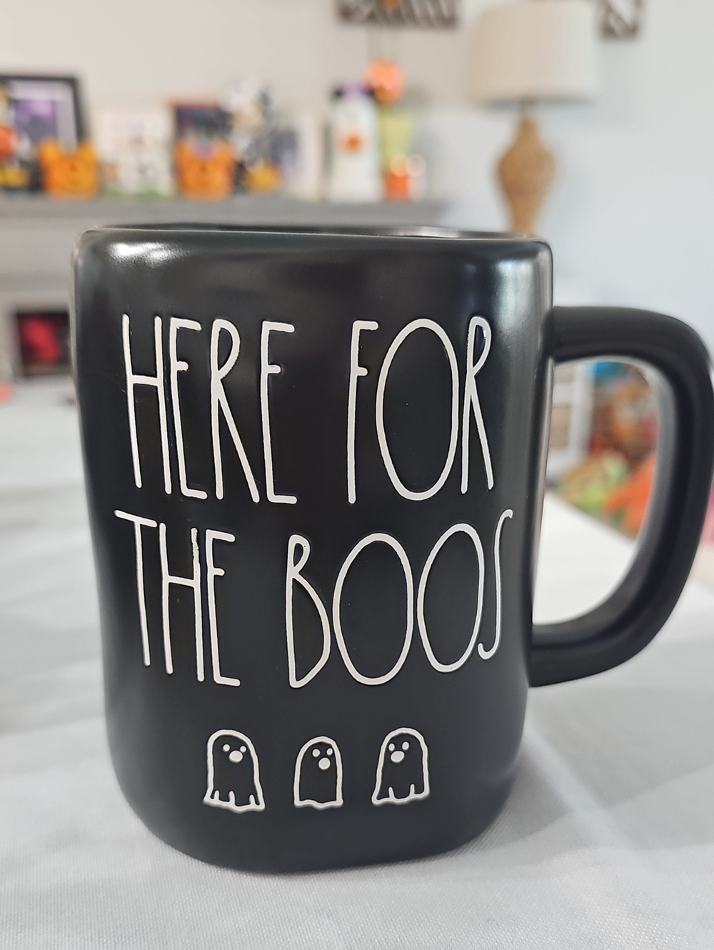 New! Halloween Black Rae Dunn "Here For The Boos" Coffee Mug